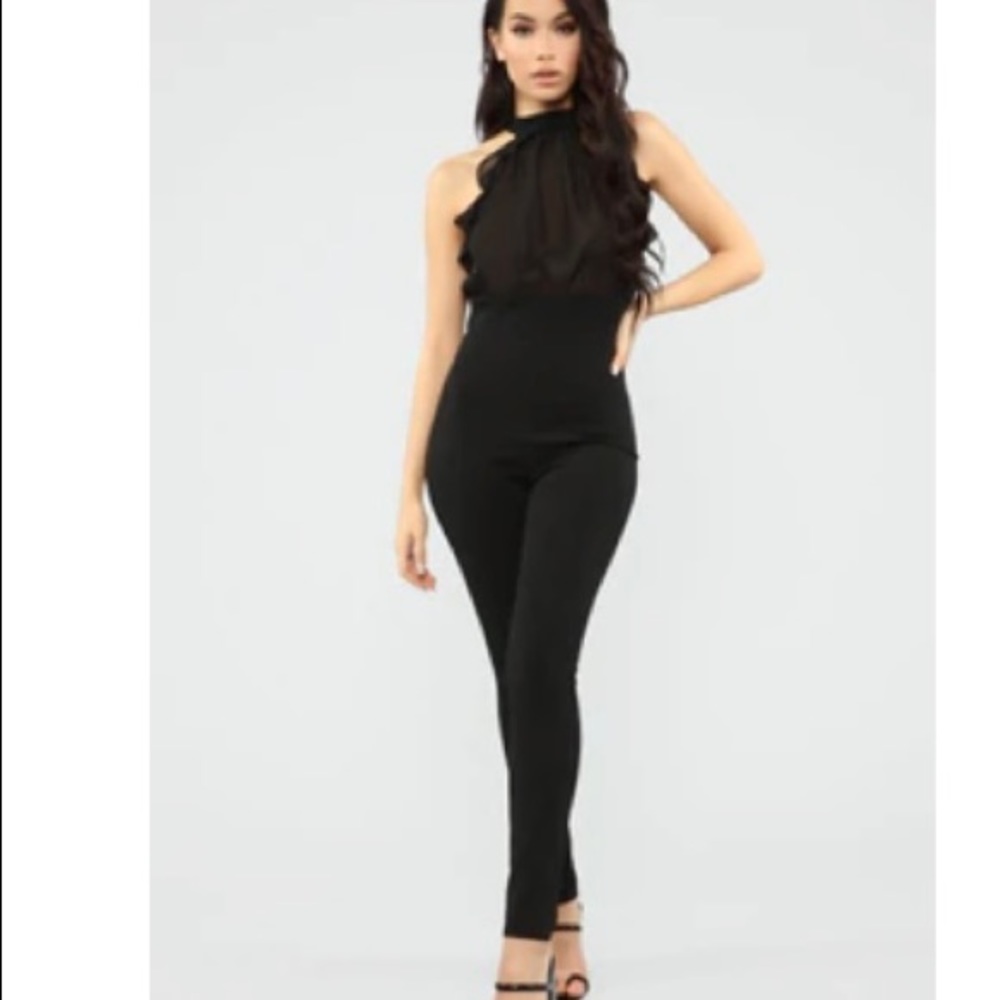 NWOT Sexy Chiffon Sheer Top One Piece Jumpsuit